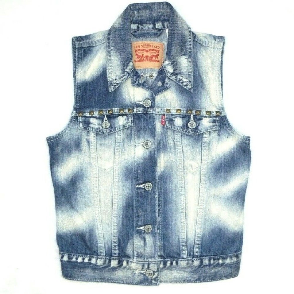 Levi’s Levi Strauss Denim Jean Vest Punk Rock Stud